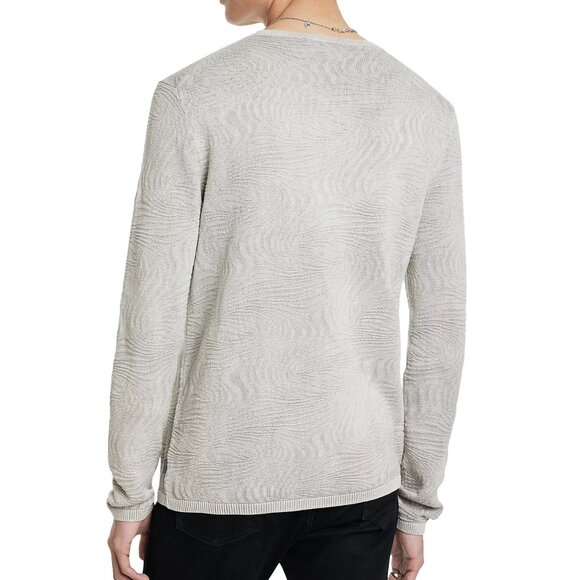 John Varvatos Collection Men's Mercer Wave Jacquard Knit Cotton Sweater Silver - Picture 3 of 7